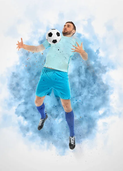 Tiro Jugador Fútbol Acción Diseño Creativo —  Fotos de Stock