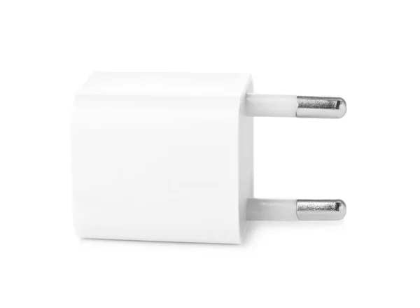 Usb Power Adapter Battery Charging Isolated White — Stock Photo, Image