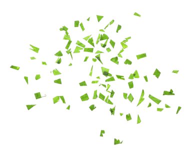 Beyaz arkaplanda taze yeşil maydanoz kes