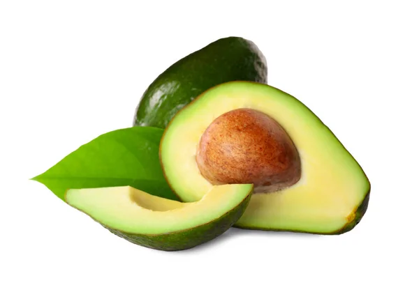 Hele Gesneden Avocado Geïsoleerd Wit — Stockfoto