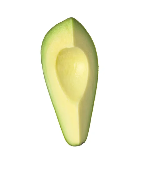 Snijd Van Rijpe Avocado Geïsoleerd Wit — Stockfoto