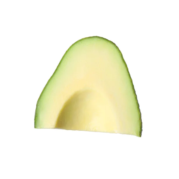 Fetta Avocado Maturo Isolato Bianco — Foto Stock