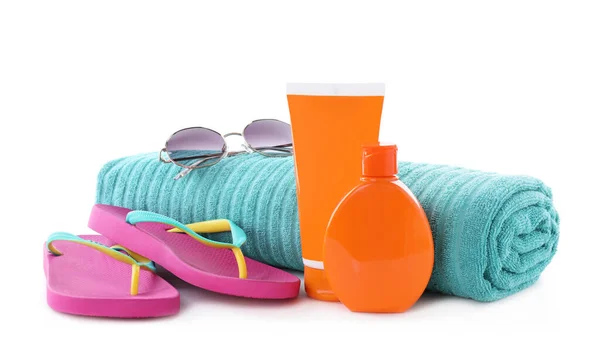 Composition Beach Objects White Background — Stock Photo, Image