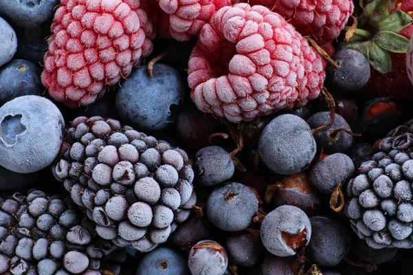 Směs Různých Zmrazených Bobulí Jako Pozadí Horní Pohled — Stock fotografie