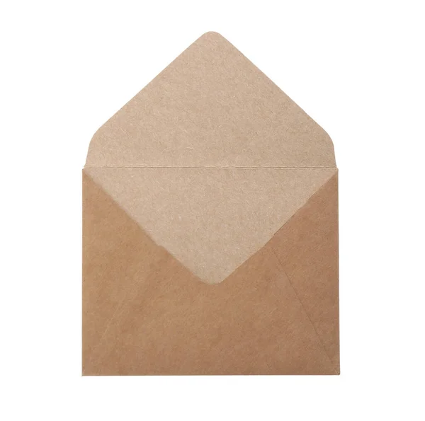 Envelope Papel Marrom Isolado Branco Serviço Correio — Fotografia de Stock