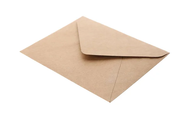 Brown Paper Envelope Isolated White Mail Service — Stock Photo, Image