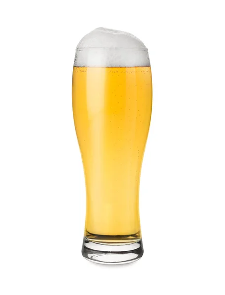 Sklenice Chutným Pivem Izolovaná Bílém — Stock fotografie