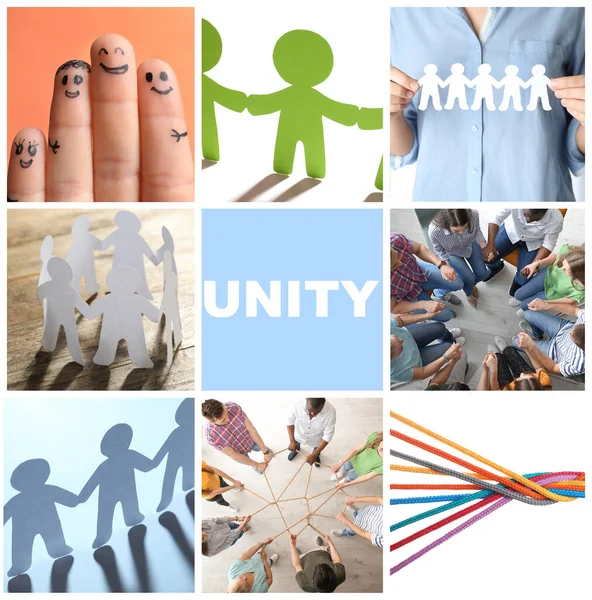 Collage Con Diferentes Fotos Concepto Unidad Apoyo —  Fotos de Stock