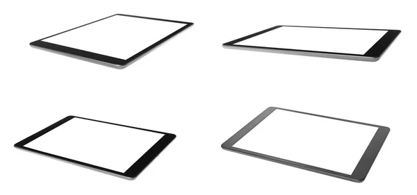 Set Tabletcomputers Witte Achtergrond Banner Ontwerp — Stockfoto