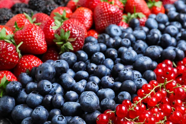 Mix Different Ripe Tasty Berries Background Closeup View — Stock Photo, Image