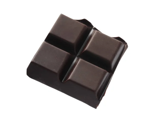 Pedaço Chocolate Escuro Delicioso Isolado Branco — Fotografia de Stock