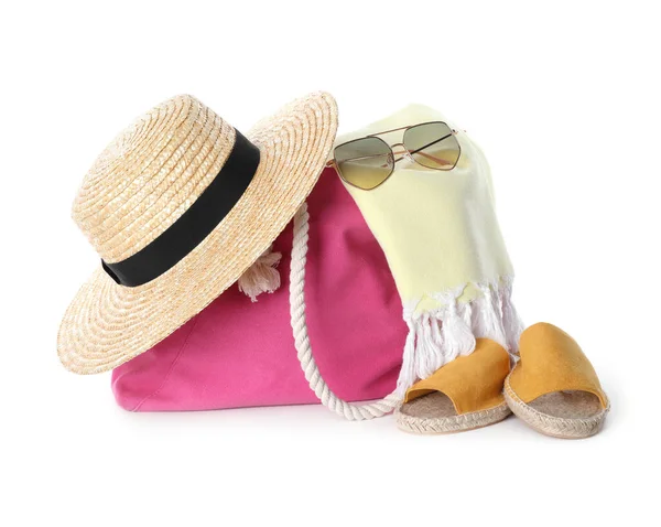 Bag Beach Accessories White Background — Stock Photo, Image