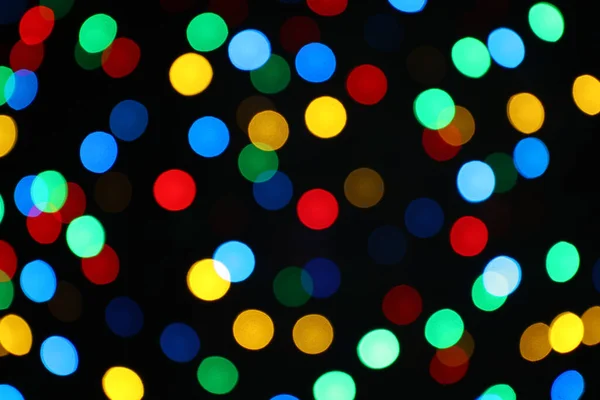 Multicolor Blurred Lights Black Background Bokeh Effect Stock Picture