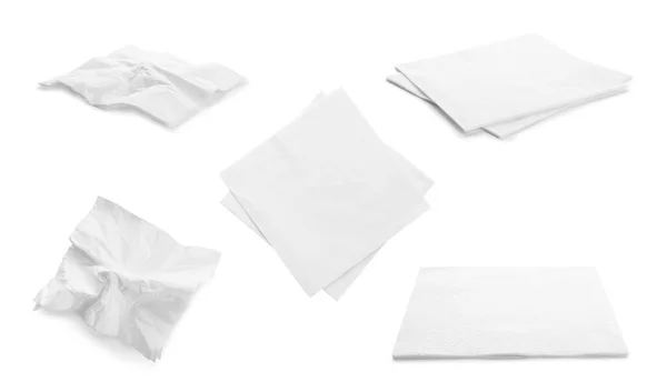 Conjunto Com Guardanapos Papel Sobre Fundo Branco — Fotografia de Stock