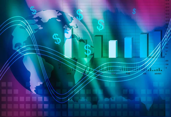 Finans Ticareti Konsepti Statistiksel Bilgi Dünya Küresi Içeren Dijital Grafikler — Stok fotoğraf