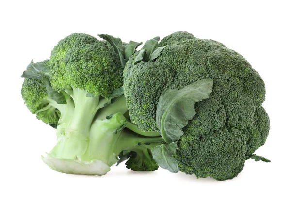 Brócolos Verdes Frescos Isolados Branco Alimentos Biológicos — Fotografia de Stock