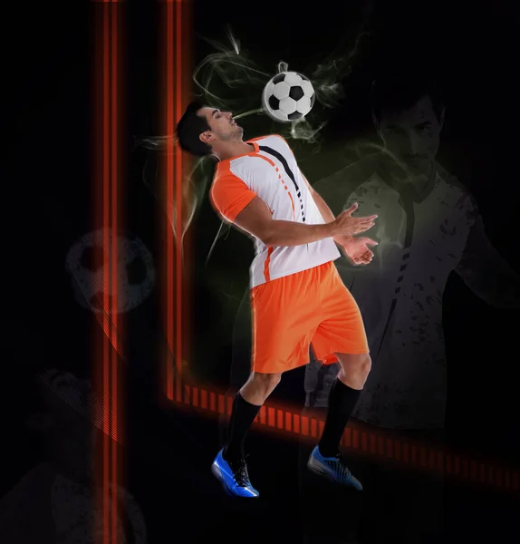 Tiro Jugador Fútbol Acción Diseño Creativo —  Fotos de Stock