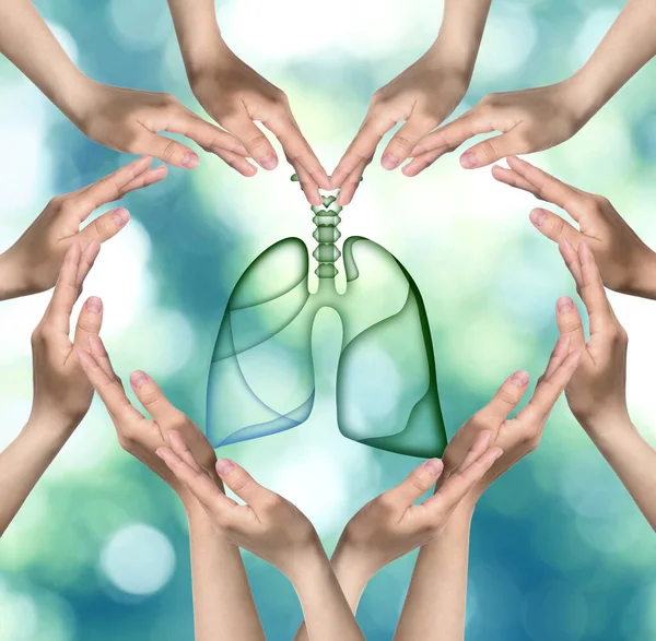 World Tuberculosis Day Tobacco Campaign People Surrounding Lungs Illustration Making — Stock Photo, Image