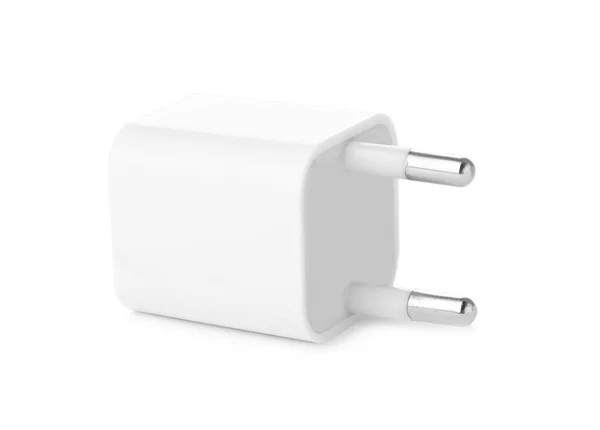 Usb Power Adapter Battery Charging Isolated White — Stock Photo, Image