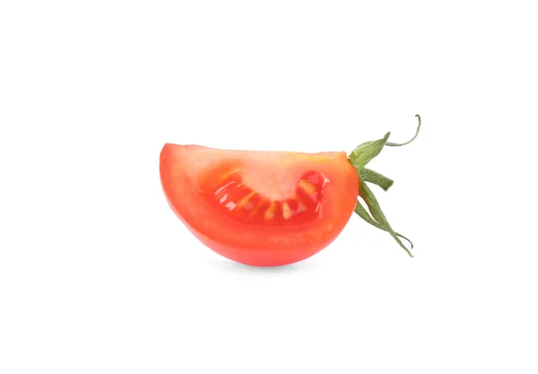 Pedaço Tomate Cru Saboroso Isolado Branco — Fotografia de Stock