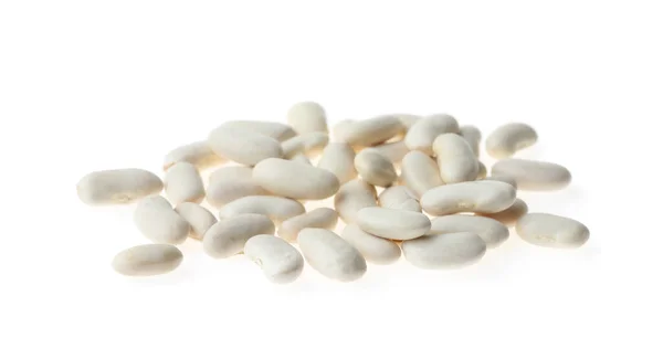 Pile Raw Beans White Background Vegetable Seeds — Stock Photo, Image