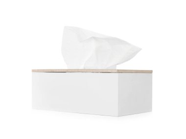 Kağıt mendilli tutucu beyaz üzerine izole edilmiş