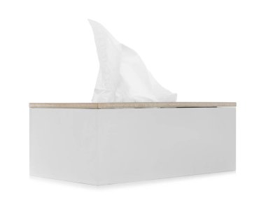 Kağıt mendilli tutucu beyaz üzerine izole edilmiş