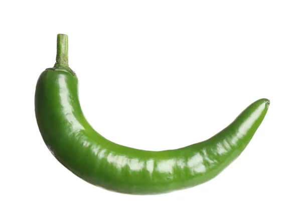 Grön Varm Chili Peppar Isolerad Vitt — Stockfoto