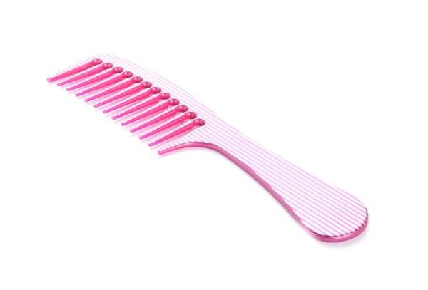 Nieuwe Roze Haarkam Geïsoleerd Wit — Stockfoto