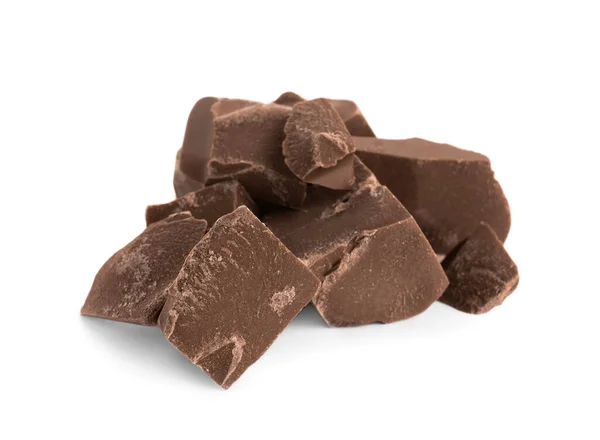 Kousky Mléčné Čokolády Izolované Bílém — Stock fotografie