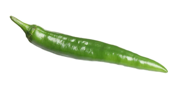 Groene Hete Chili Peper Geïsoleerd Wit — Stockfoto