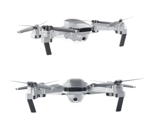 Moderne Drohne Auf Weißem Hintergrund Ansichten Von Verschiedenen Seiten — Stockfoto