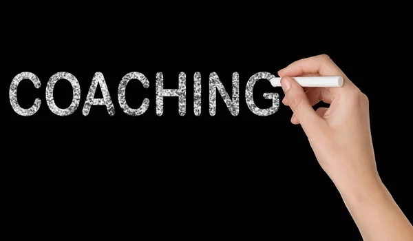 Business Life Trainer Schrijven Woord Coaching Schoolbord Close — Stockfoto