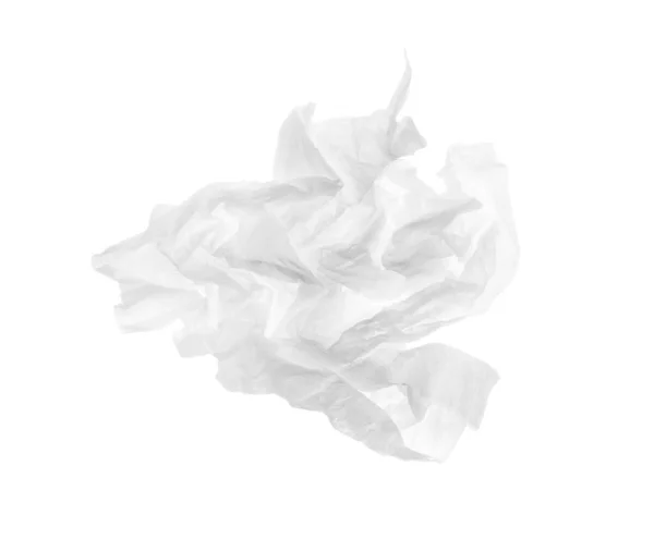 Used Crumpled Paper Tissue Isolated White Top View — Stock Photo, Image