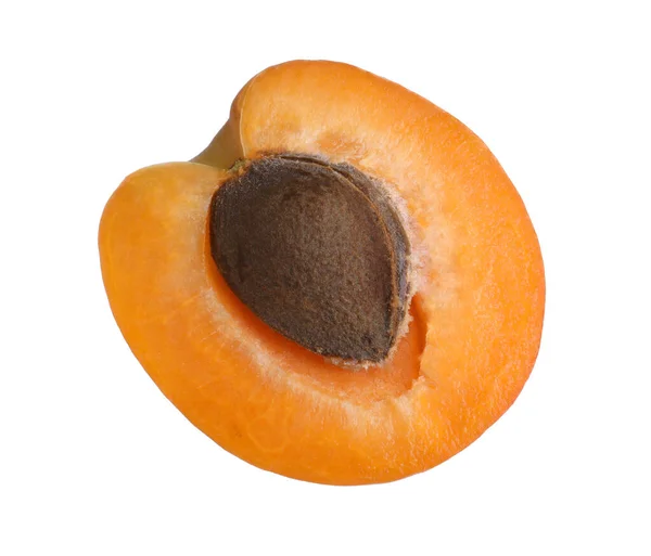 Half Delicious Ripe Apricot Isolated White — Stock Photo, Image