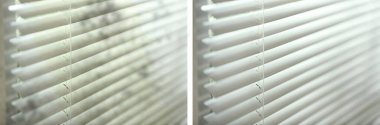 Temizlikten önce ve sonra pencere perdeleri kapanır. Banner desing