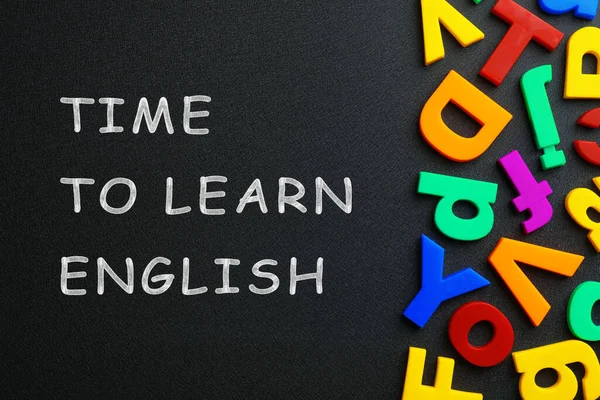 텍스트가 Time Learn English Plastic Letters Top View — 스톡 사진
