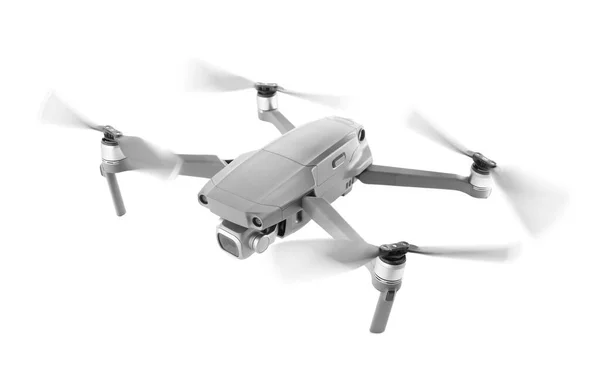 Drón Fényképezőgéppel Fehér Háttérrel Modern Kütyü — Stock Fotó