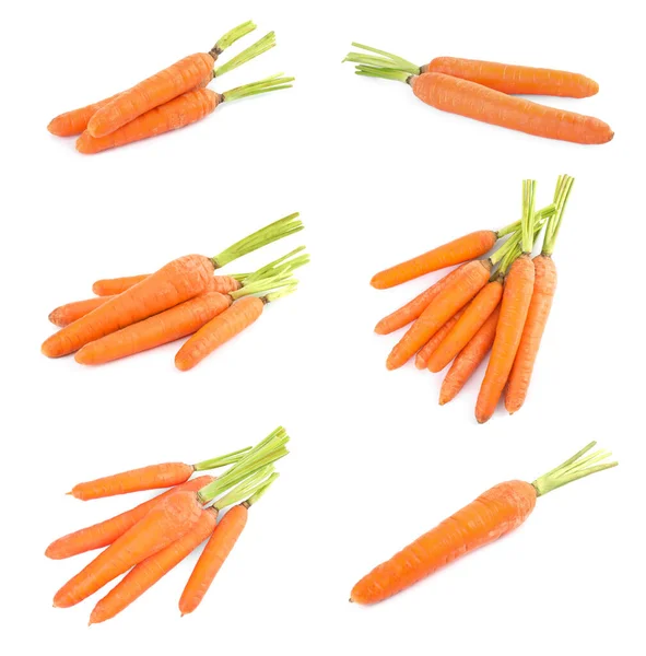Набір Свіжої Стиглої Моркви Білому Тлі — стокове фото