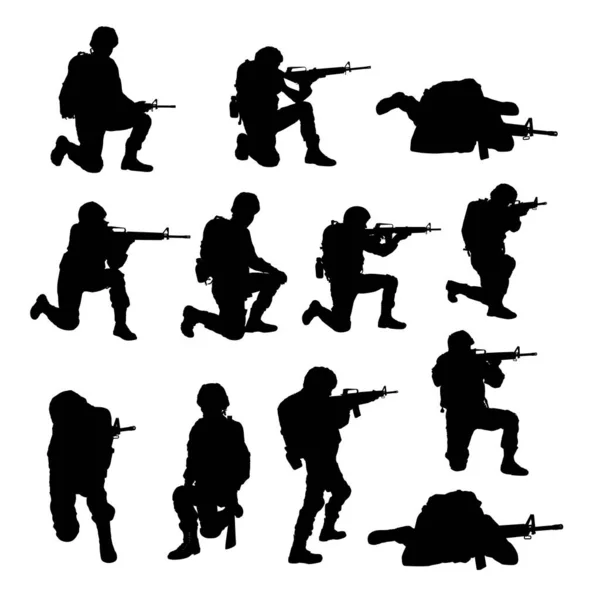 Collage Mit Soldatensilhouetten Auf Weißem Hintergrund Wehrdienst — Stockfoto