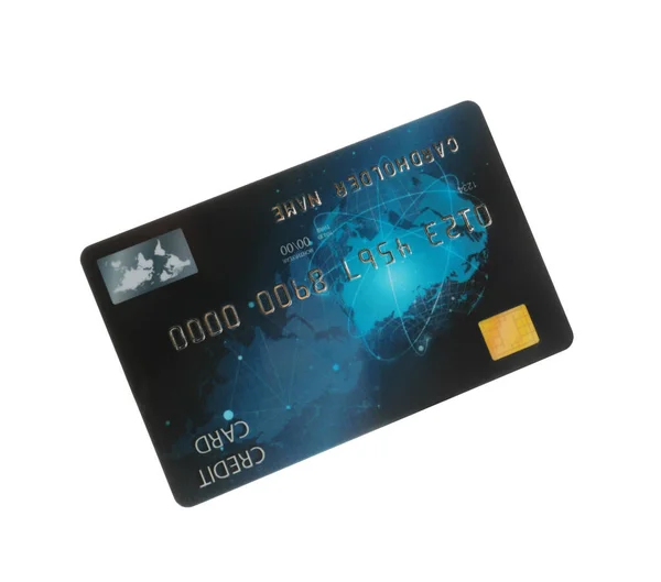 Blue Plastic Credit Card Isolated White — Stock Photo, Image