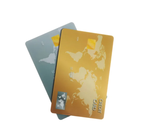 Diverse Carte Credito Plastica Sfondo Bianco — Foto Stock