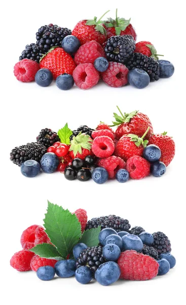 Set Different Mixed Berries White Background — Stock Photo, Image