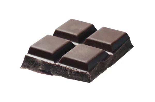 Pedazo Delicioso Chocolate Negro Aislado Blanco — Foto de Stock