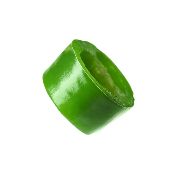 Kawałek Zielonej Gorącej Papryki Chili Izolowany Białym — Zdjęcie stockowe