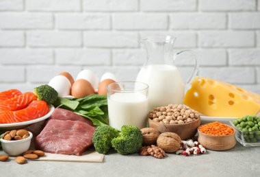 Işık tablosunda protein açısından zengin farklı ürünler