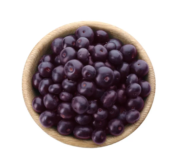 Bacche Acai Fresco Ciotola Isolato Bianco Vista Dall Alto — Foto Stock