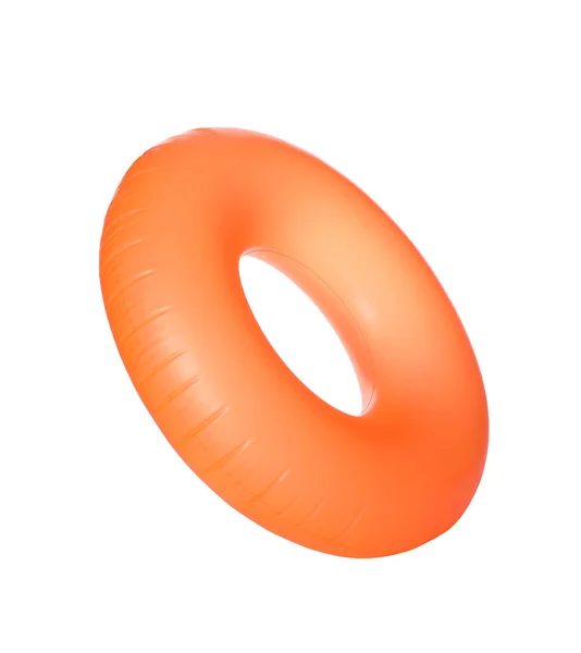 Orange Inflatable Ring Isolated White Beach Accessory — Stock Photo, Image