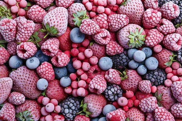 Směs Různých Zmrazených Bobulí Jako Pozadí Horní Pohled — Stock fotografie