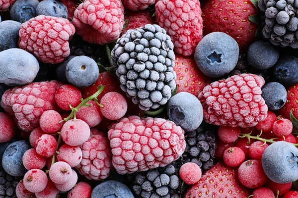 Mischung Verschiedener Gefrorener Beeren Als Hintergrund Draufsicht — Stockfoto